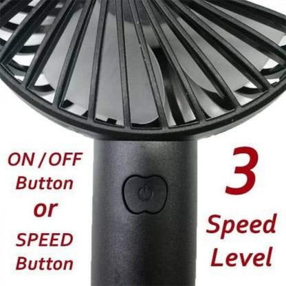 Portable Usb Rechargeable Handheld 3 Speed Strong Wind Electric Small Mini Cooling Fan (random Color)